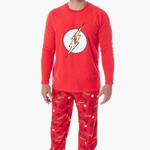 DC Comics Men's The Flash Superhero Fleece Long Sleeve Shirt and Pant 2 Piece